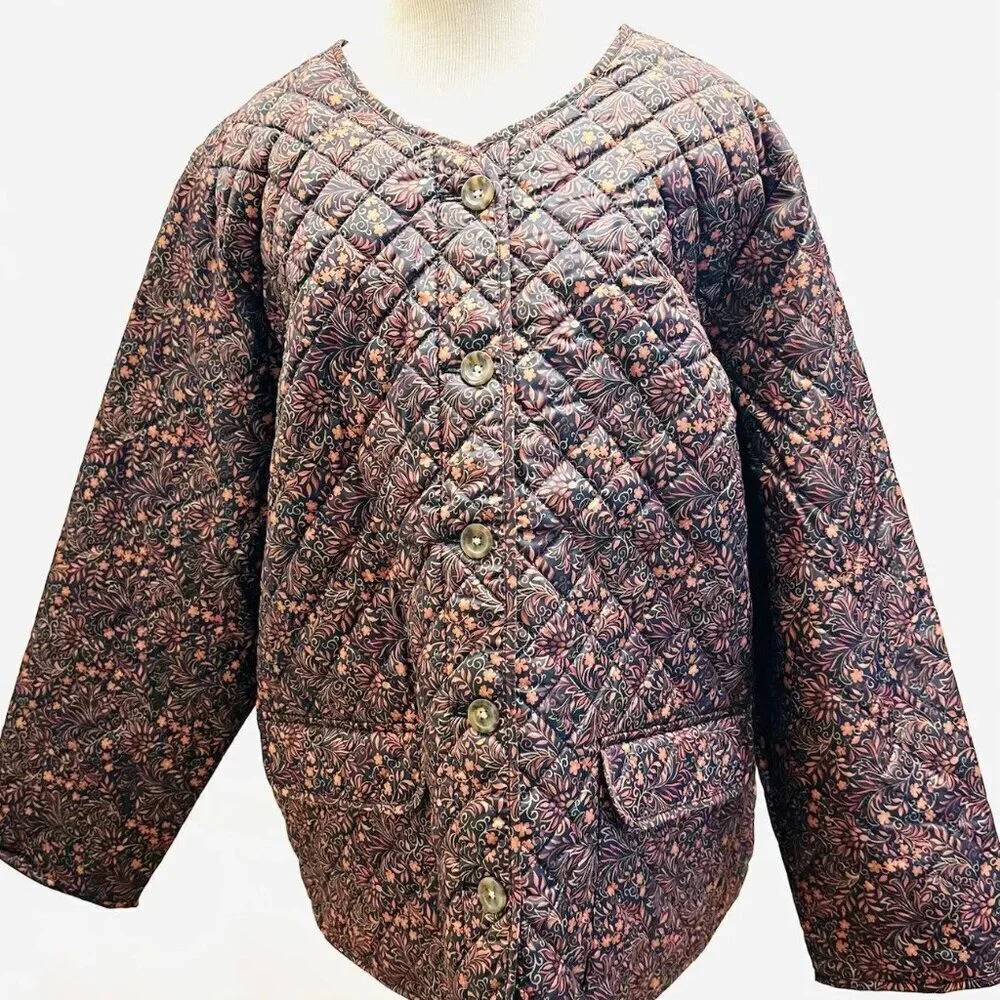 NWT CROFT & BARROW Women Button Down Quilted Vines Jacket Lightweight Size Sz 2X